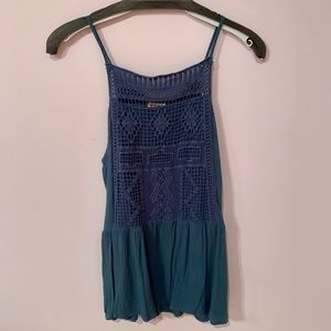 Teal mossimo high neck crochet tank